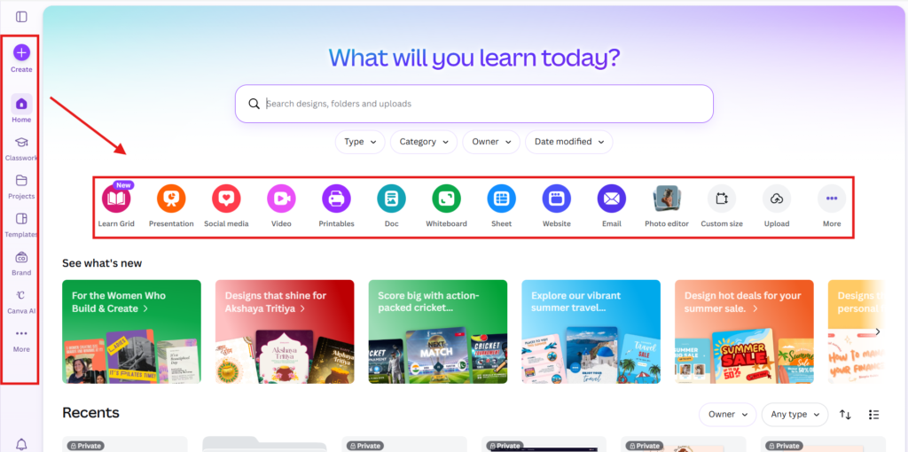 Canva Pro Worth It? -  homepage 2026 showing upgrade button and premium templates