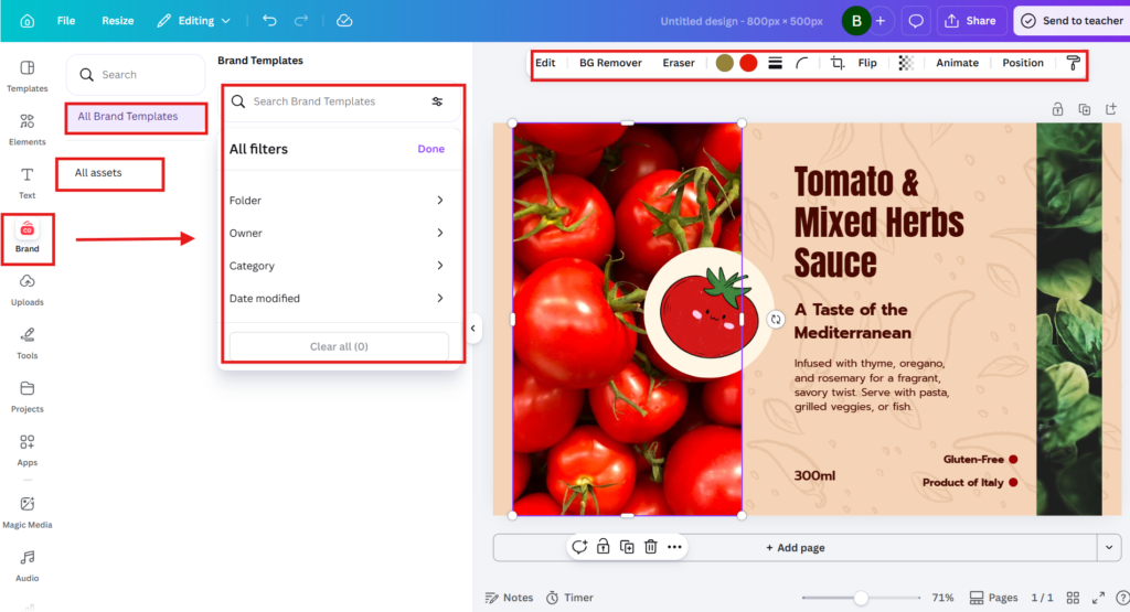 Canva Pro Brand Kit 2026 showing logo brand colours and fonts saved
