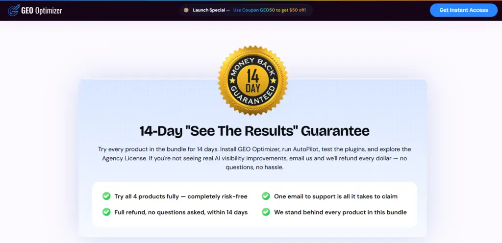 GEO 14 Days Money Back Guarantee