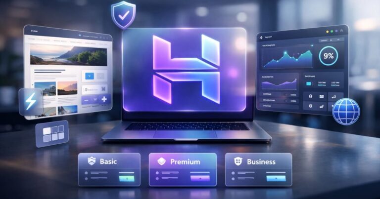 Hostinger web hosting review 2026 showing H logo branding and hosting features