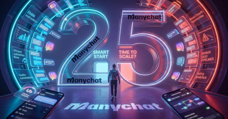 Manychat 25 contacts limit 2026 neon display showing free plan cap