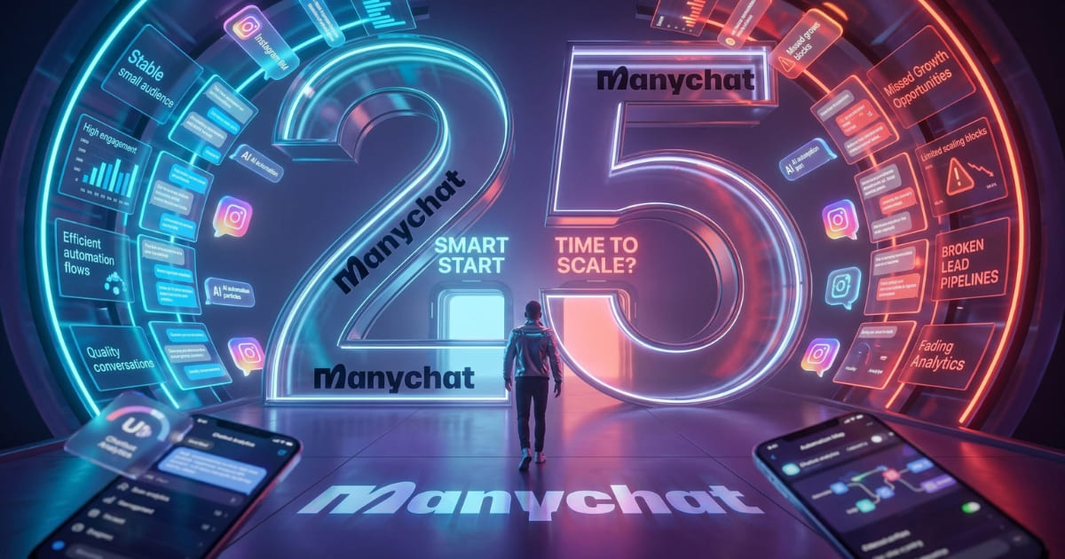 Manychat 25 contacts limit 2026 neon display showing free plan cap