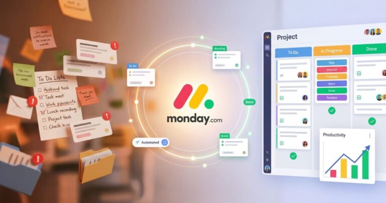 Monday.com for small business review 2026 featured image showing project management platform