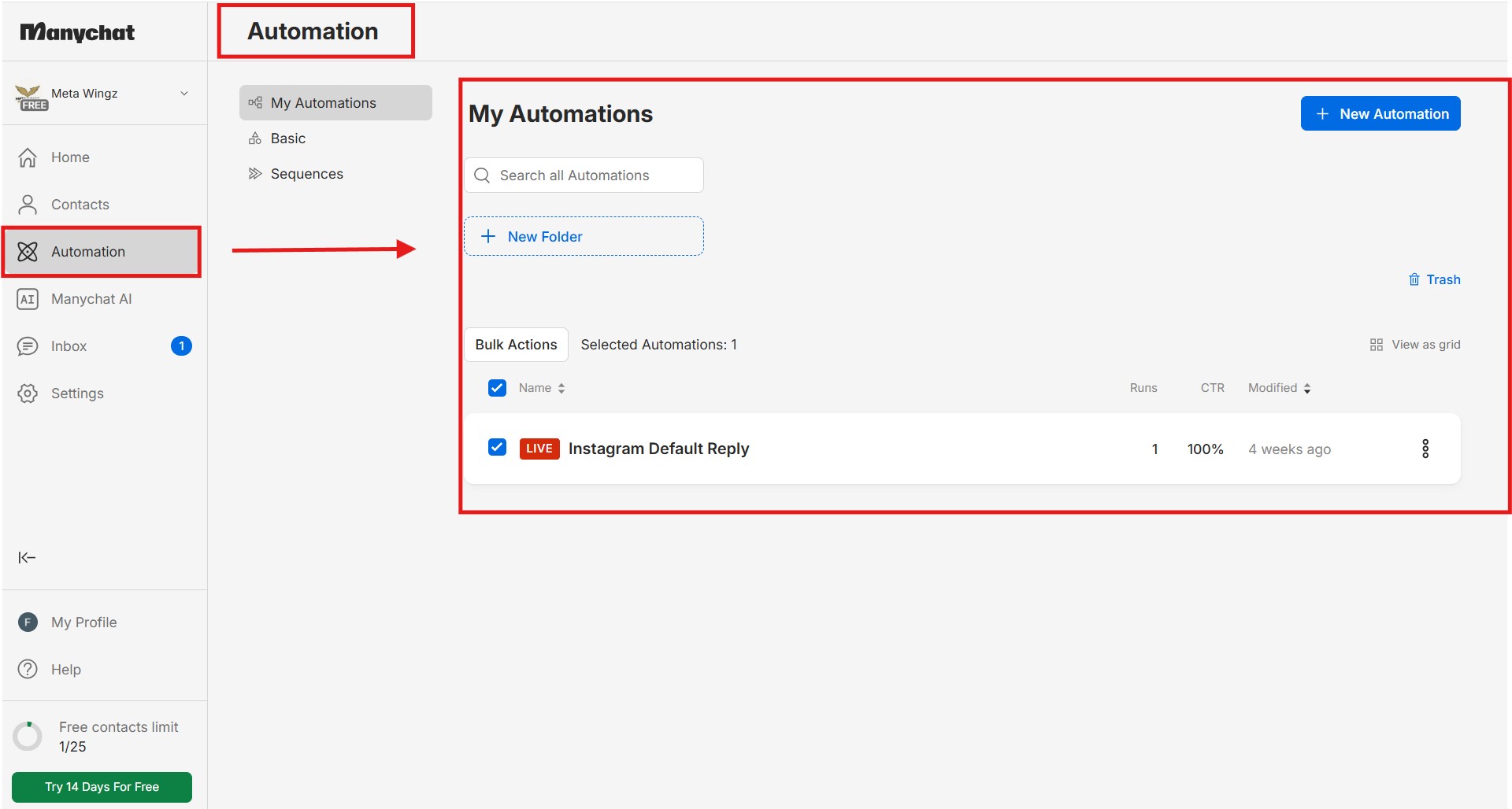 Manychat free plan 4 automation limit 2026 Instagram setup