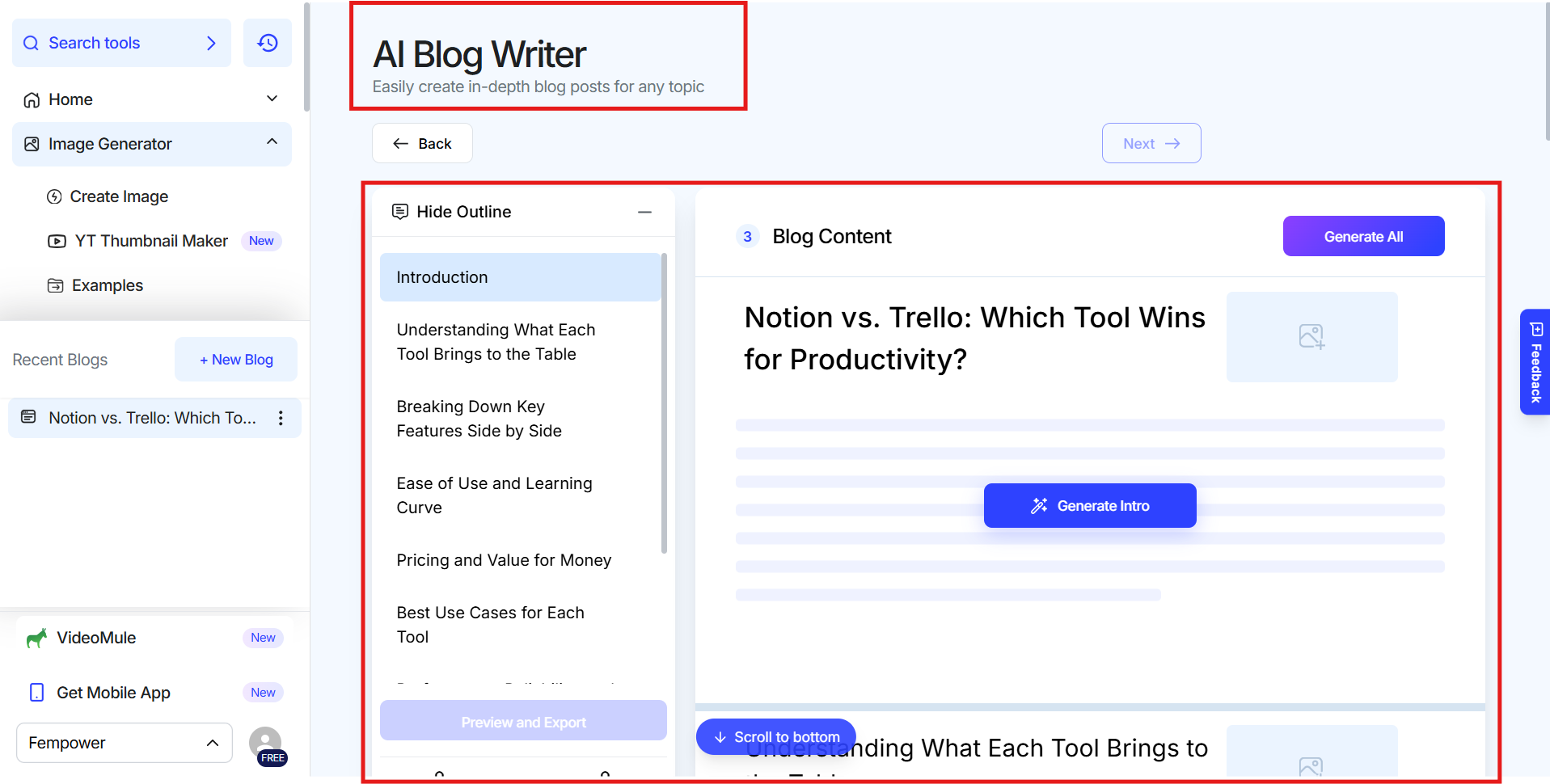 gravitywrite blog post template input form 2026