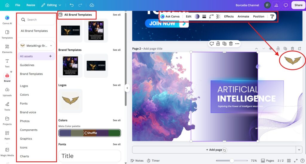 Canva Pro Brand Kit dashboard 2026