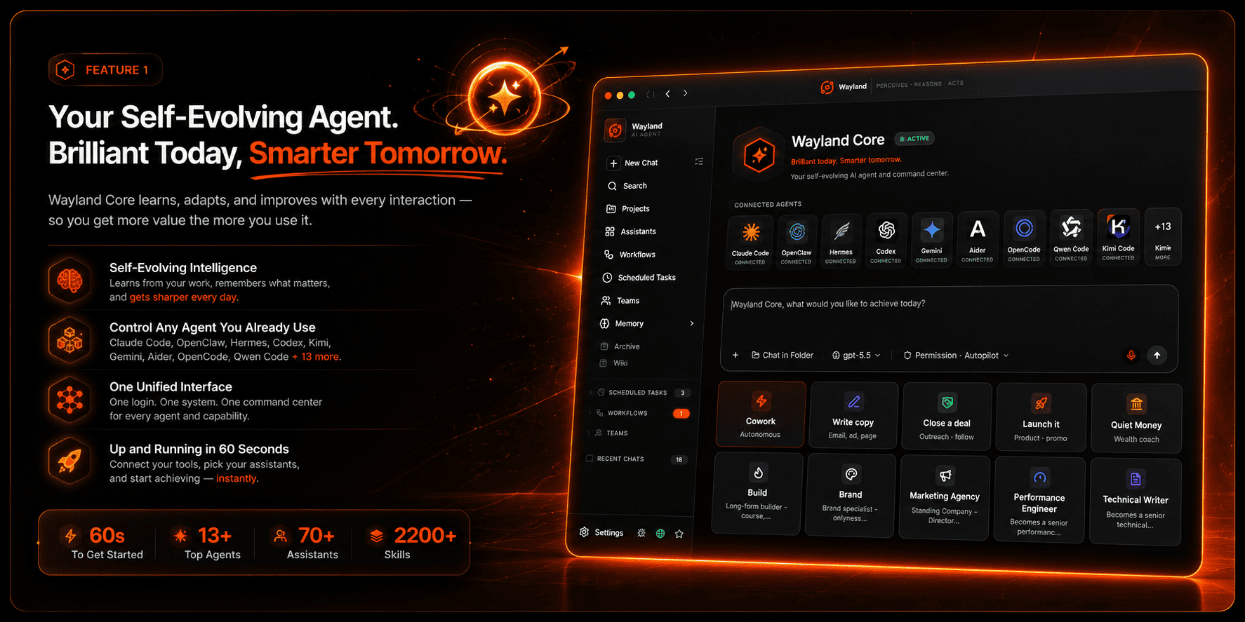 Wayland self - evolving agent