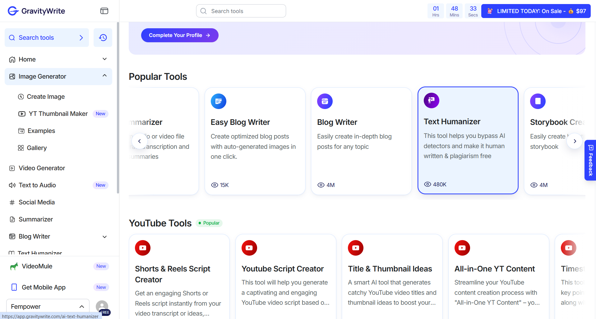 gravitywrite ai humanizer review before after sample text