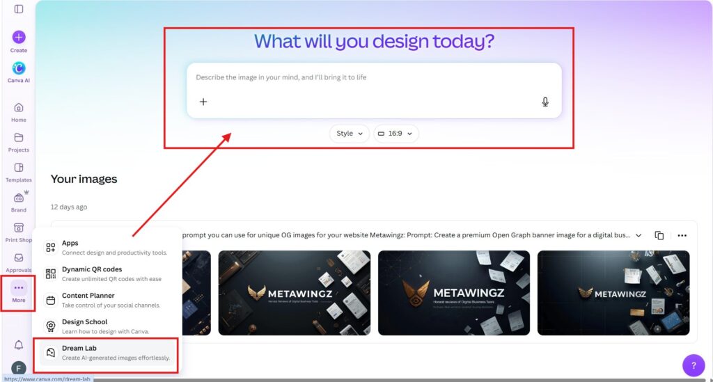 Canva Dream Lab AI image generator on Pro plan 2026