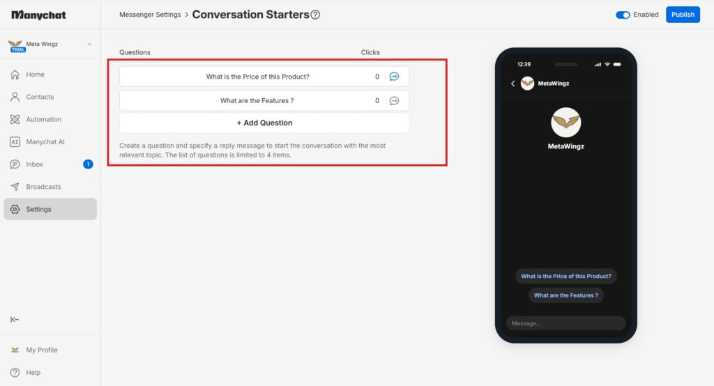 Manychat Messenger FAQ Templates 2026