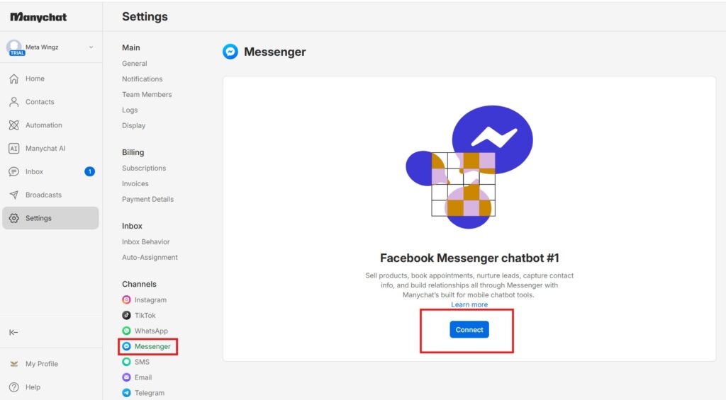 connect manychat to facebook messenger 2026