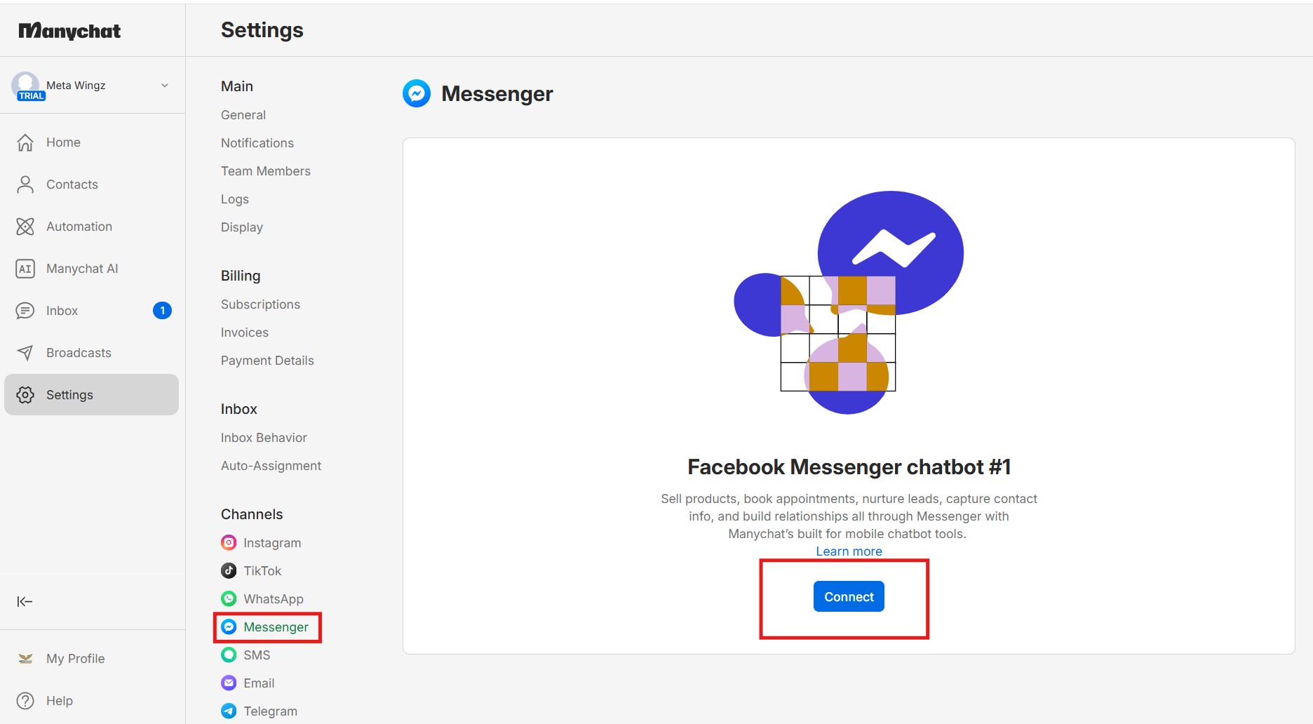 connect manychat to facebook messenger 2026