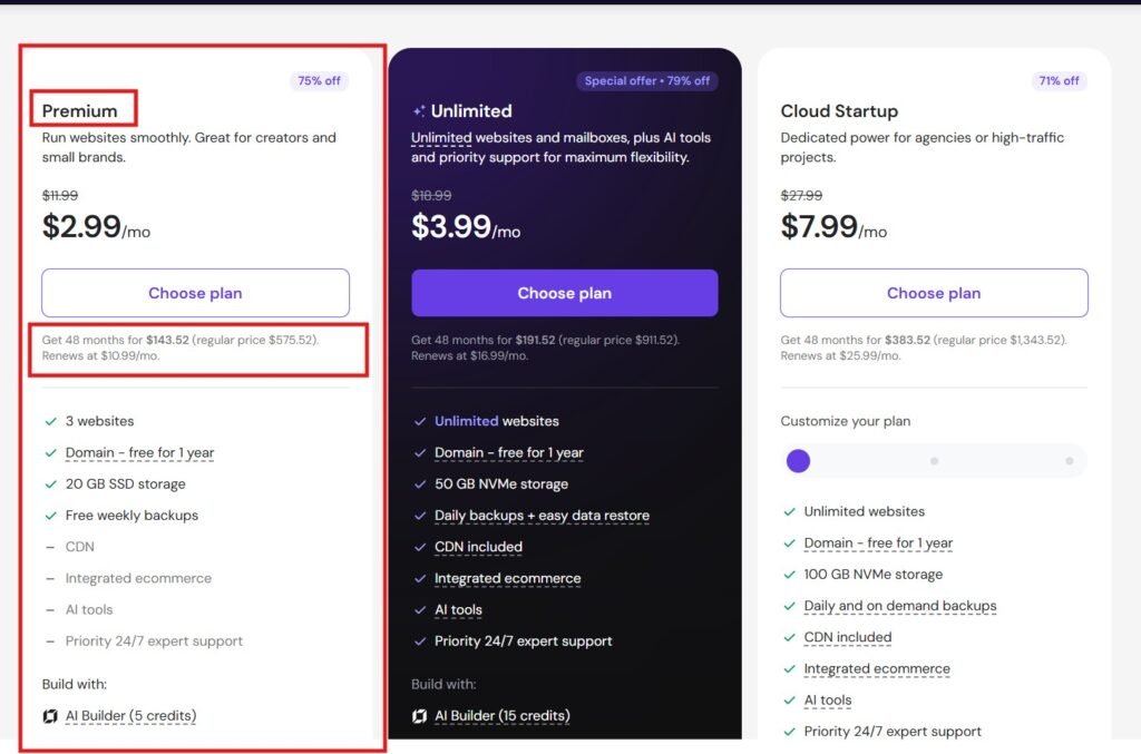 hostinger 48 month prepay pricing fine print 2026